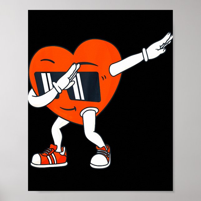 Boys Valentines Day Dabbing Heart Funny Boys Poster (Front)