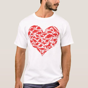 Boys Valentines Day Dinosaur Heart Kids Dino Gif T-Shirt
