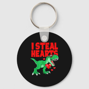 Boys Valentines Day Dinosaur I Steal Hearts Key Ring