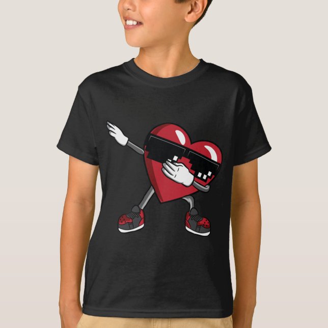 Boys Valentines Day  Funny Dabbing Heart Kids Gift T-Shirt (Front)