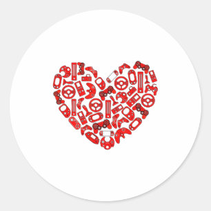 Boys Valentines Day Gaming Video Gamer Controller  Classic Round Sticker