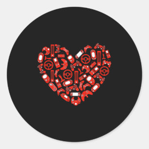 Boys Valentines Day Gaming Video Gamer Controller  Classic Round Sticker