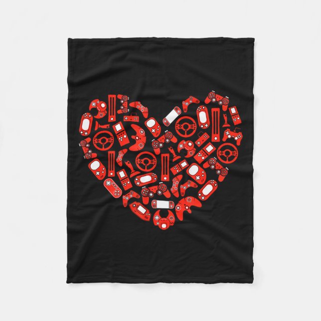 Boys Valentines Day Gaming Video Gamer Controller  Fleece Blanket (Front)