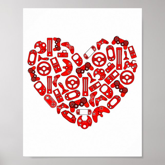 Boys Valentines Day Gaming Video Gamer Controller  Poster (Front)
