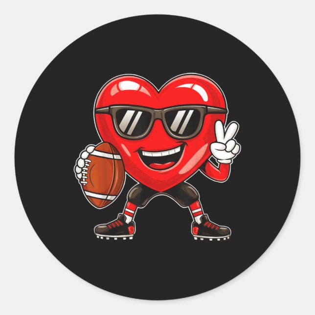 Boys Valentines Day Heart Playing Football Boys Gi Classic Round Sticker (Front)