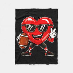 Boys Valentines Day Heart Playing Football Boys Gi Fleece Blanket