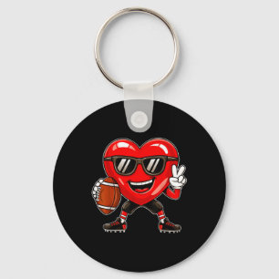 Boys Valentines Day Heart Playing Football Boys Gi Key Ring