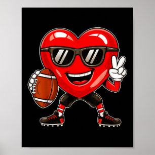Boys Valentines Day Heart Playing Football Boys Gi Poster