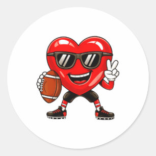 Boys Valentine's Day Heart Playing Footll Boys Gir Classic Round Sticker