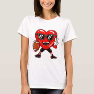 Boys Valentine's Day Heart Playing Footll Boys Gir T-Shirt