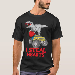 Boys Valentines Day Kids Dinosaur rex I Steal Hea T-Shirt