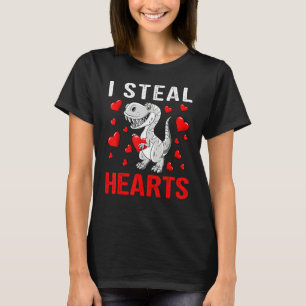 Boys Valentines Day Kids Dinosaur rex I Steal Hear T-Shirt
