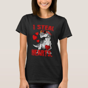 Boys Valentines Day Kids Dinosaur rex I Steal Hear T-Shirt