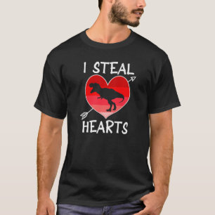Boys Valentines Day Kids Dinosaur rex Love I Steal T-Shirt
