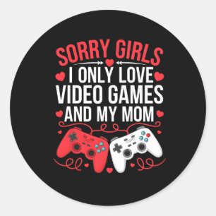 Boys Valentines Day Kids Funny Video Games Gamer V Classic Round Sticker