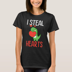 Boys Valentines Day Kids Trex I Steal Hearts T-Shirt