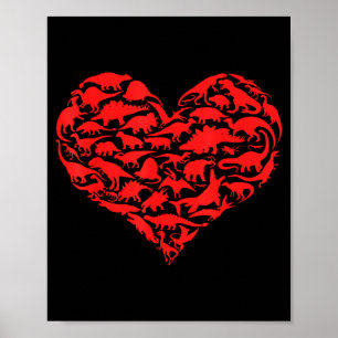 Boys Valentines Day Shirt - Dinosaur Heart Kids Di Poster
