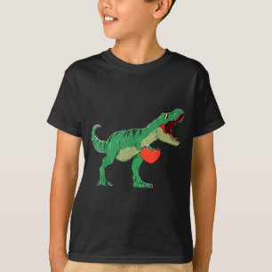 Boys Valentines Day Shirt Kids T-rex Dinosaur I St