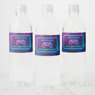 Boys Video Gaming Birthday Party Water Bottle Label