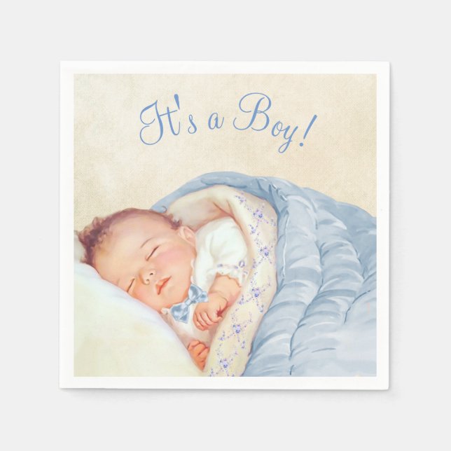 Boys Vintage Baby Shower Napkin (Front)
