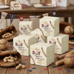 Boys Vintage Baseball Baby Shower Favour Box