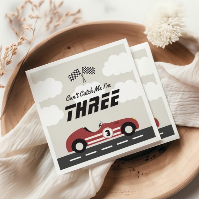 Boys Vintage Red Race Car Birthday Party Napkin (Creator Uploaded)