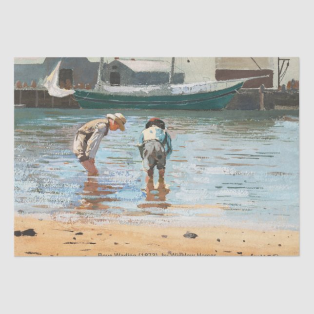 Boys Wading (1873) By Winslow Homer Tissue Paper (Front)