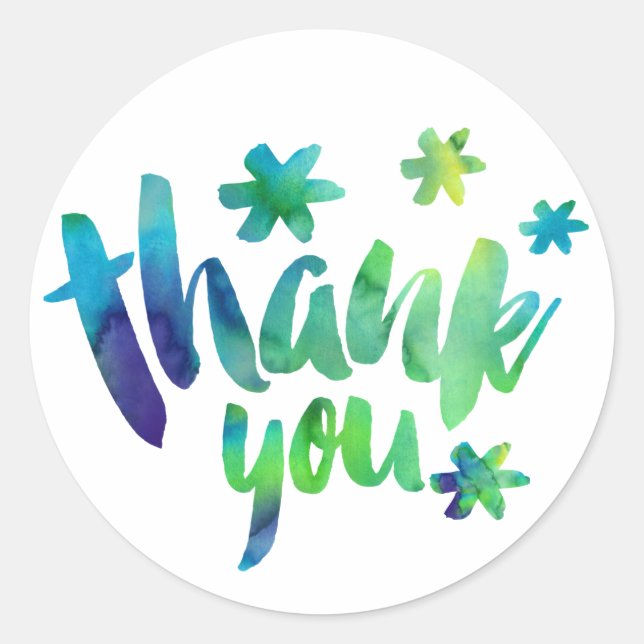 Boys Watercolor Baby Shower Thank You Classic Round Sticker (Front)