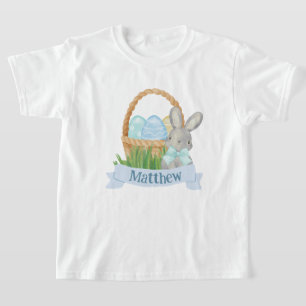 Boys Watercolor Blue Easter Basket  T-Shirt