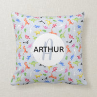 Boys Watercolor Dinosaur Monogram and Name Kids
