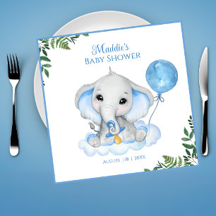Boys Watercolor Elephant Baby Shower Napkin