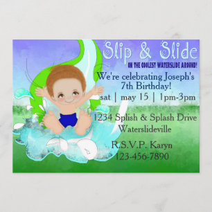 Boys Waterslide Party Invitation