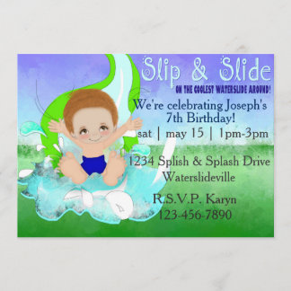 Boys Waterslide Party Invitation