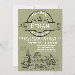 Boys Western First Rodeo First Birthday Invitation