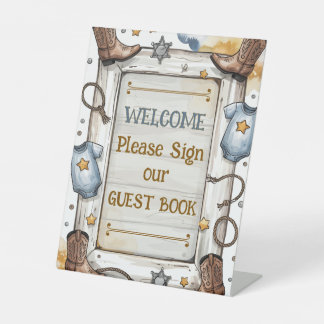 Boys Western Rustic Little Cowboy Rodeo  Pedestal Sign