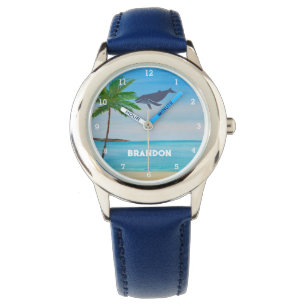 Boys Whale Ocean Fish Cute Beach Blue Kids Watch