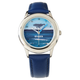 Boys Whale Ocean Fish Cute Modern Blue Kids Watch