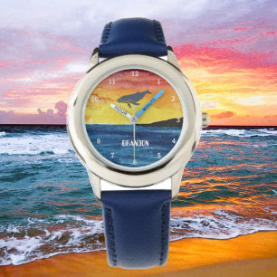Boys Whale Ocean Fish Cute Modern Blue Kids Watch