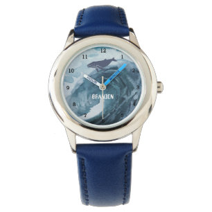 Boys Whale Ocean Fish Cute Modern Blue Kids Watch