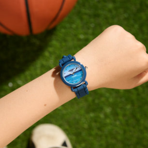 Boys Whale Ocean Fish Cute Modern Blue Kids Watch