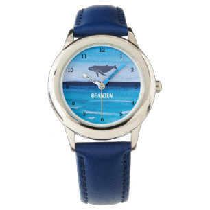Boys Whale Ocean Fish Cute Modern Blue Kids Watch