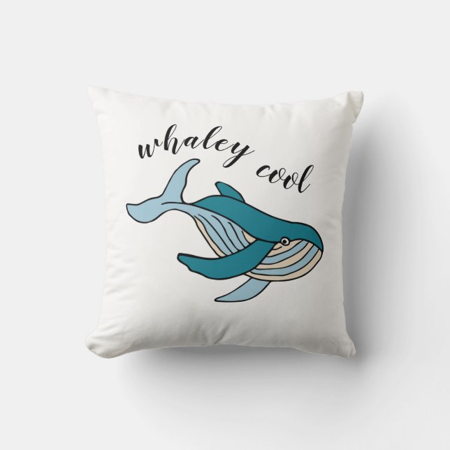 Boys Whale 'Whaley Cool' Cushion (Front)
