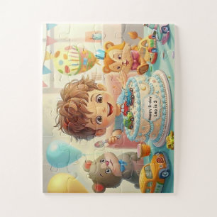 Boy's Whimsical Birthday Party & Cars Jigsaw Puzzle