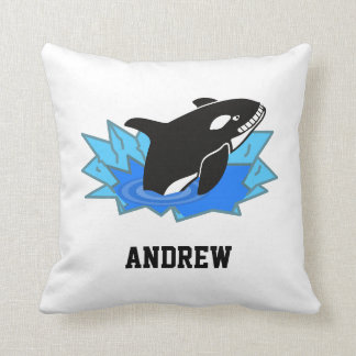 Boys White Blue and Black Cool Orca Cushion