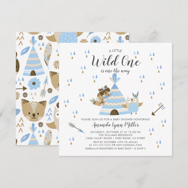 Boys Wild One Baby Shower Invitation (Front/Back)