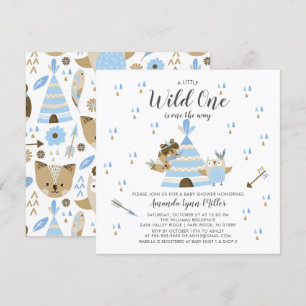Boys Wild One Baby Shower Invitation