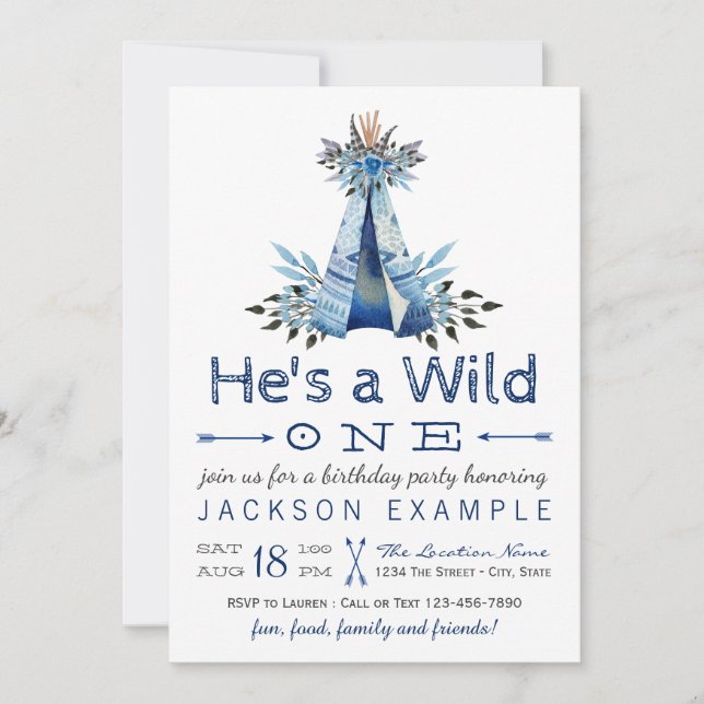 Boys Wild One Birthday Party First Birthday Invitation (Front)