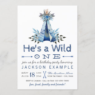 Boys Wild One Birthday Party First Birthday Invitation