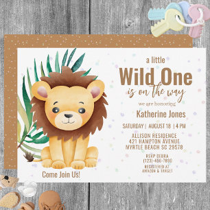 Boys Wild One Lion Baby Shower Invitation