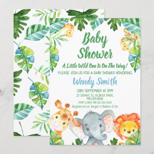 Boys Wild One Safari Animals Baby Shower Invitation